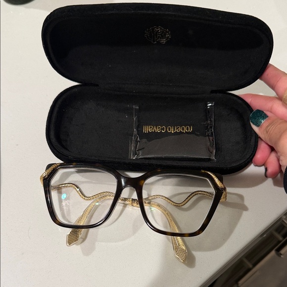 Roberto Cavalli Black and Gold Geometric Eyeglasses - Picture 3 of 9